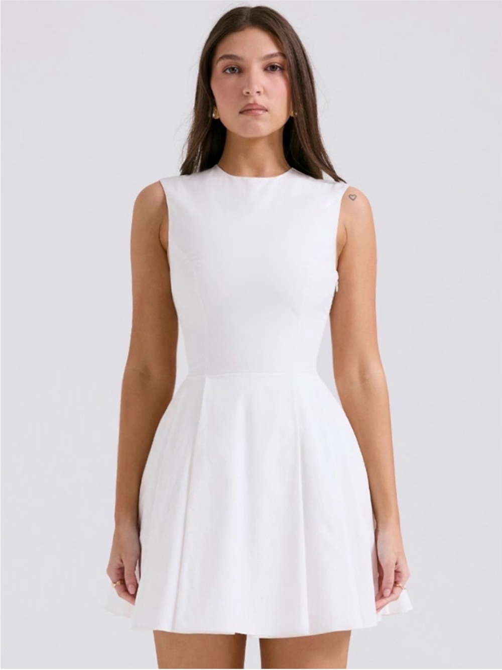 Sleeveless White Fit-and-Flare Dress